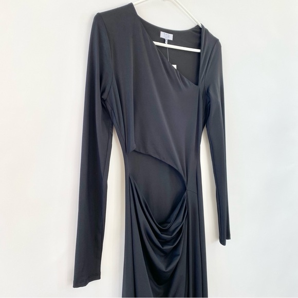 NWT Tobi Asymmetrical Neck Cut Out Long Sleeve Bodycon Maxi Dress Black Small - Picture 5 of 14